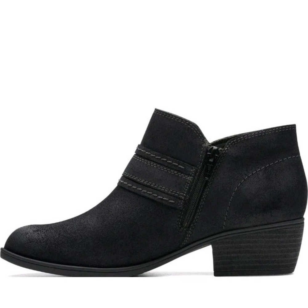 Clarks Collection Charleton Bay Leather Bootie - Black Suede - Size 6.5M - Picture 5 of 13